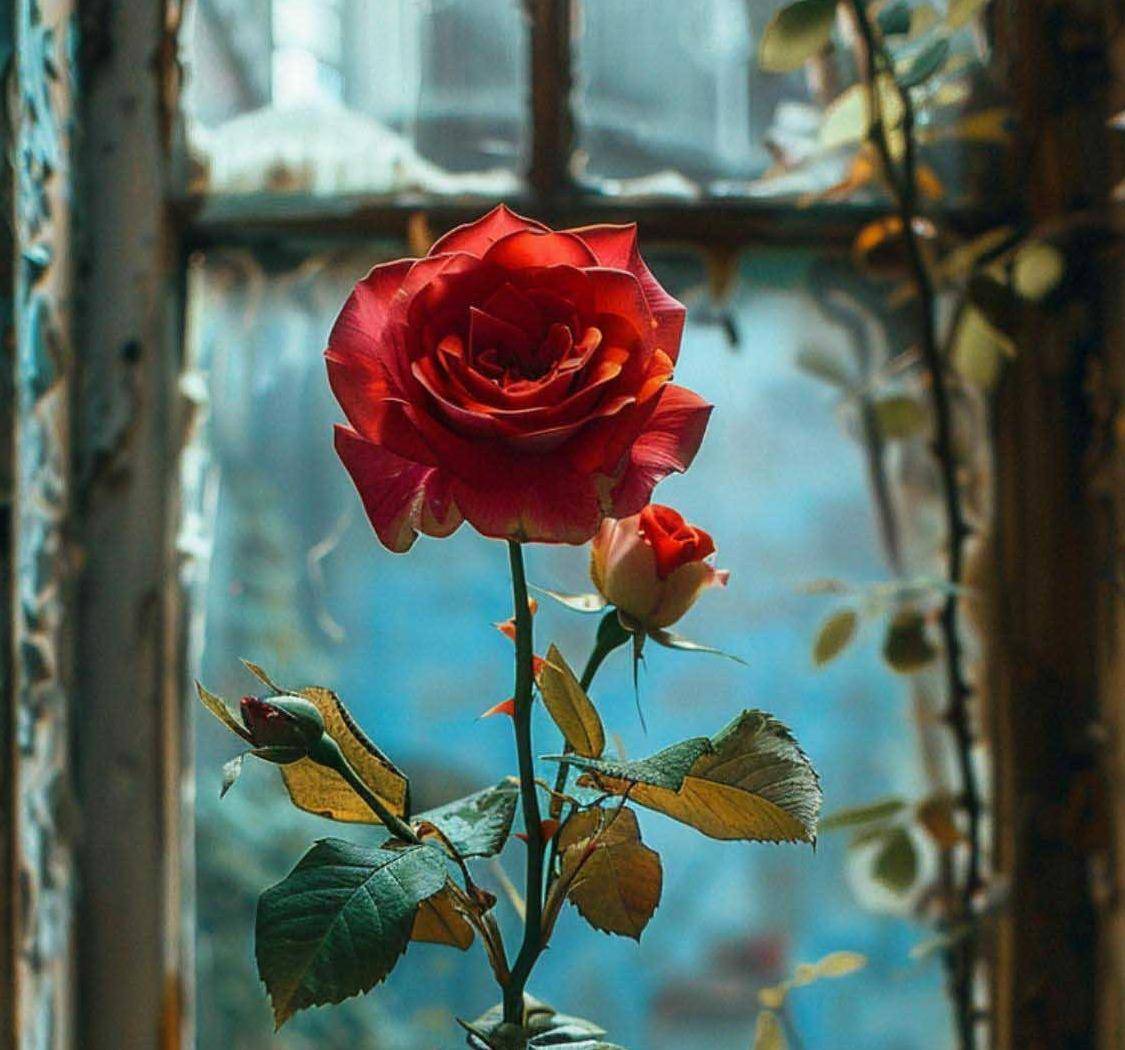 开在废墟里的玫瑰，照样浪漫。